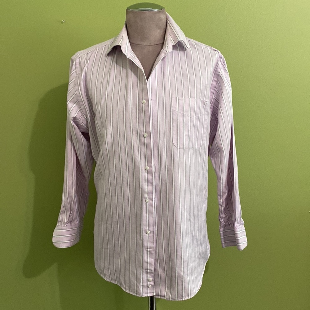Purple striped long sleeve button down shirt